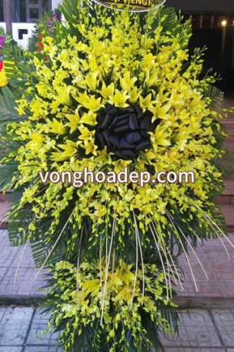 Lẵng hoa tang lễ lan vàng
